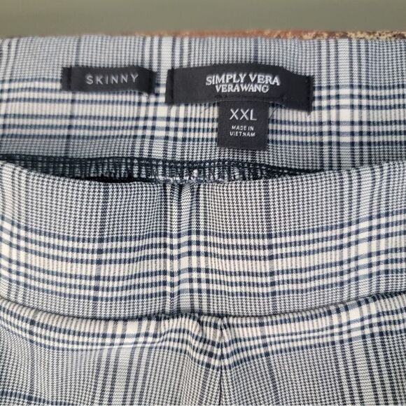 Simply Vera Wang Gray Plaid Skinny Pants, Pull Up, Size 2 XXL Long False Pockets - Picture 8 of 13